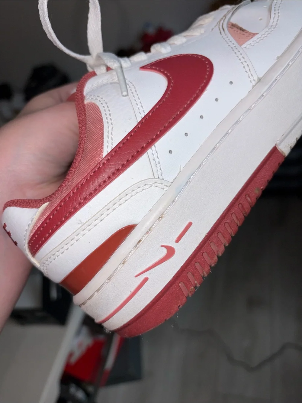 Nike Women’s White and Red Low-Top Sneakers